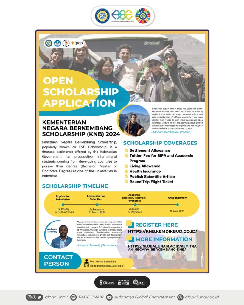 Kemitraan Negara Berkembang (KNB) scholarship 2024 (Study in Indonesia)