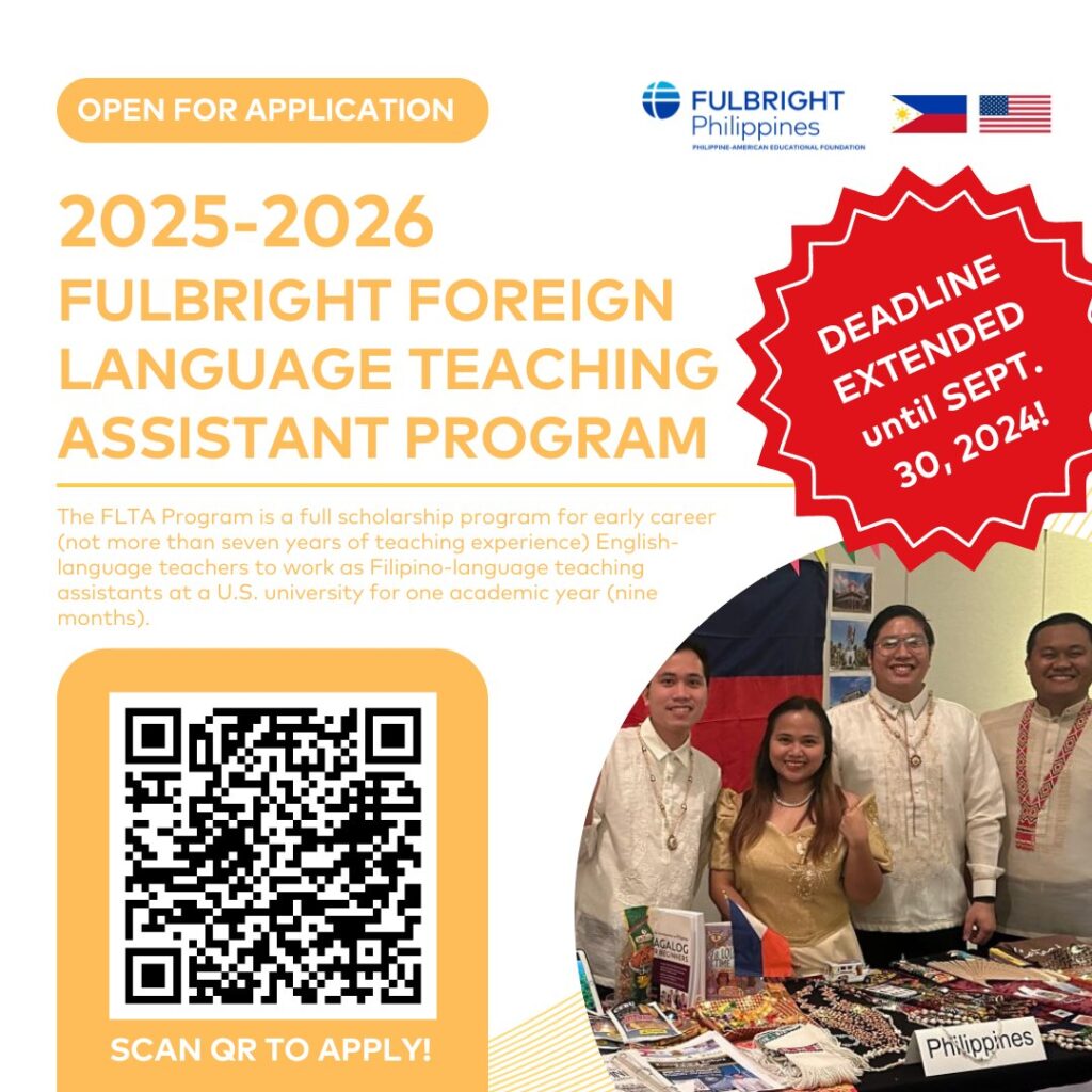 Applications for the Fulbright Foreign Language Teaching Assistant (FLTA) Program for AY 2025 – 2026 are EXTENDED!