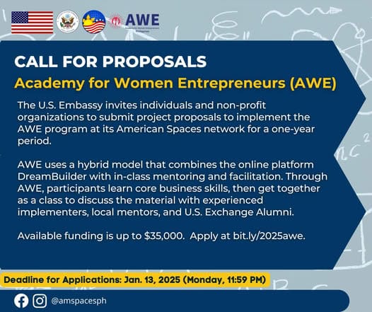 Call for Proposals: Academy for Women Entrepreneurs (AWE) 2025!