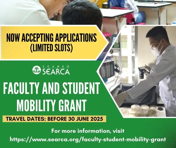 The #SEARCA Student and Faculty Mobility Grant is now accepting applications