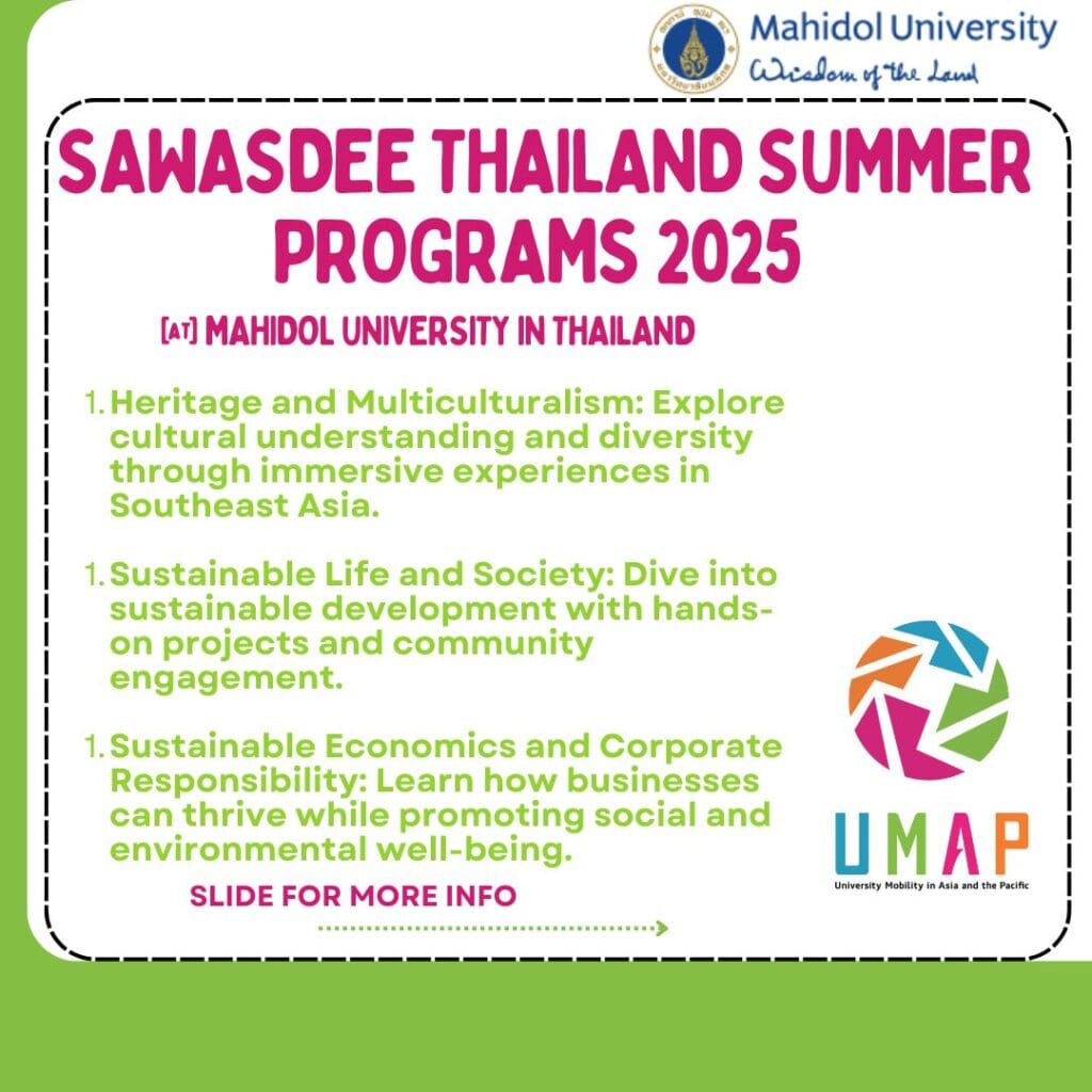 Join the Sawasdee Thailand Summer Programs 2025 at Mahidol University!