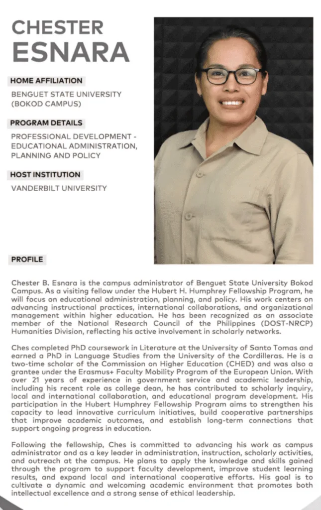 Dr. Chester B. Esnara Selected for 2025–2026 Humphrey Fellowship 3