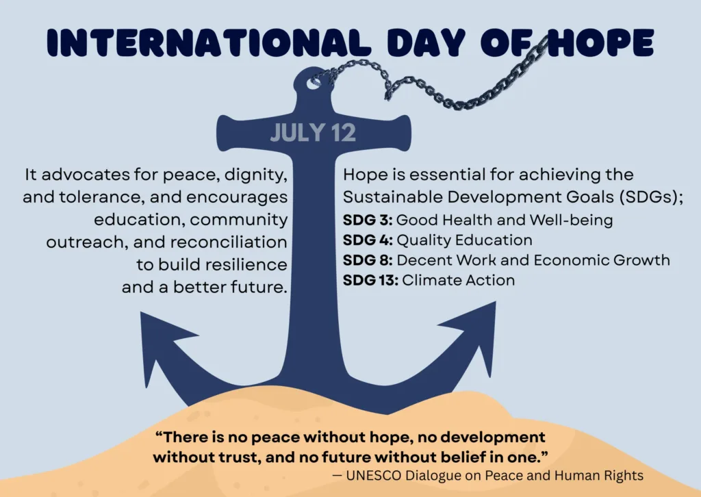 News and Events 76 🕊️ Taking a moment to mark the International Day of Hope. 🌿