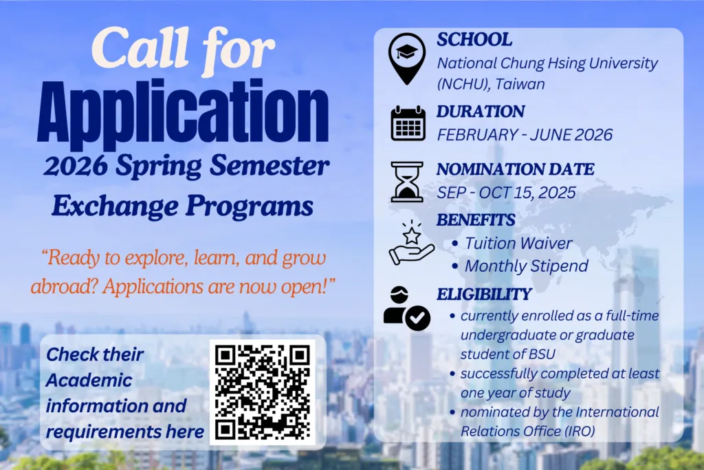 News and Events 310 📢 CALL FOR APPLICATIONS – 2026 Spring Semester Exchange Programs