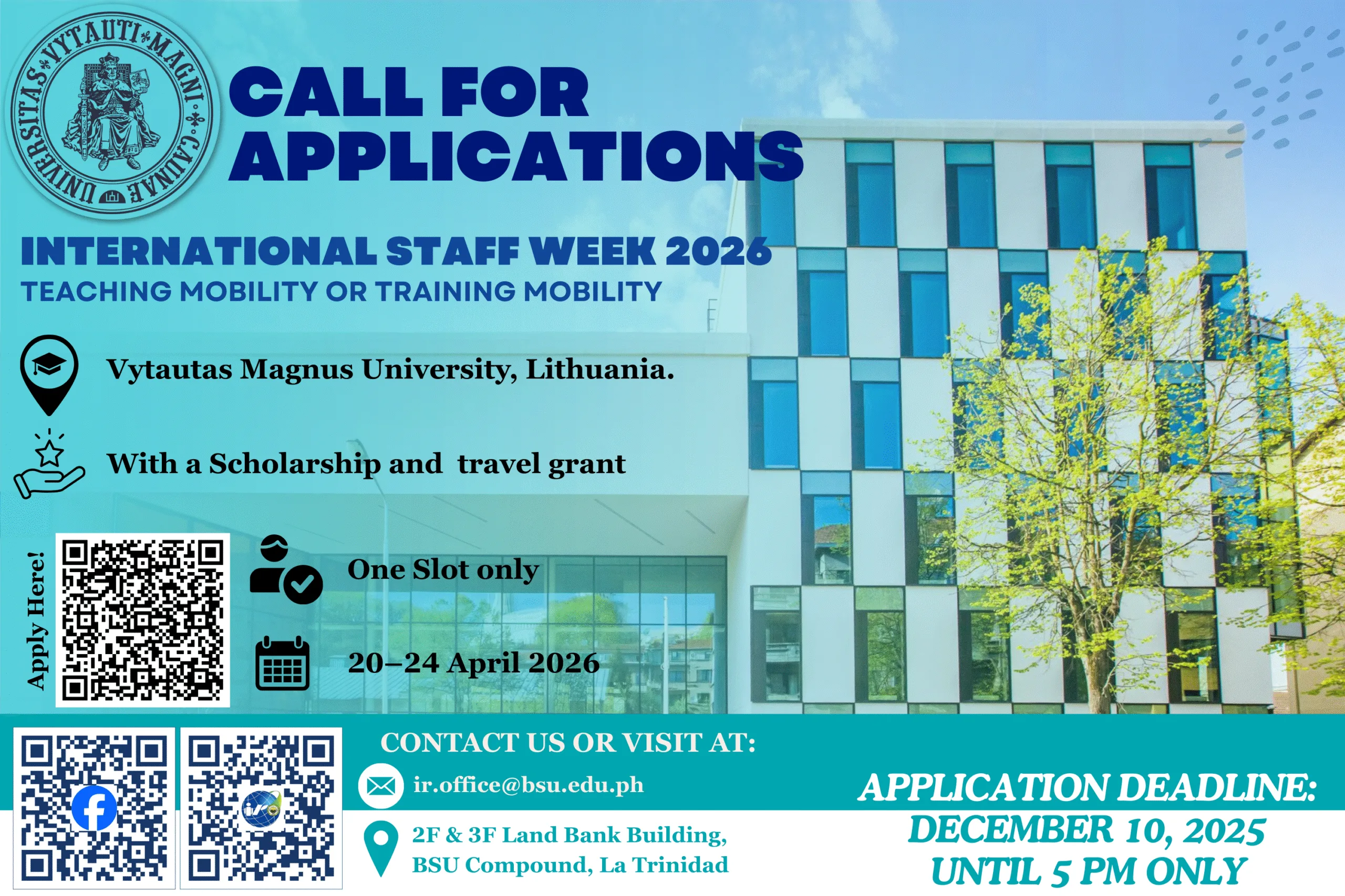 CALL FOR APPLICATIONS – International Staff Week 2026, Vytautas Magnus University