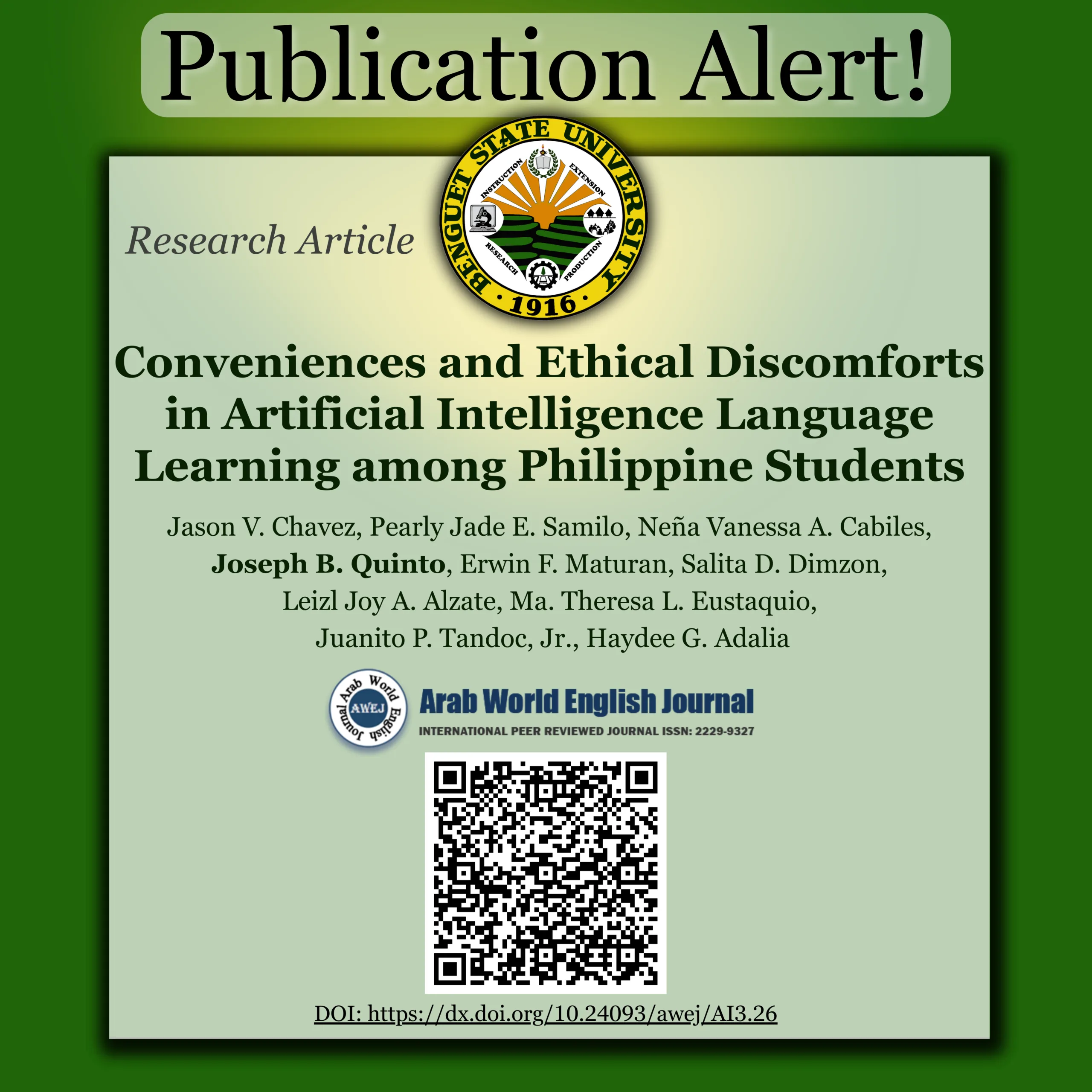 NEW PUBLICATION ALERT!: RESEARCH ARTICLE