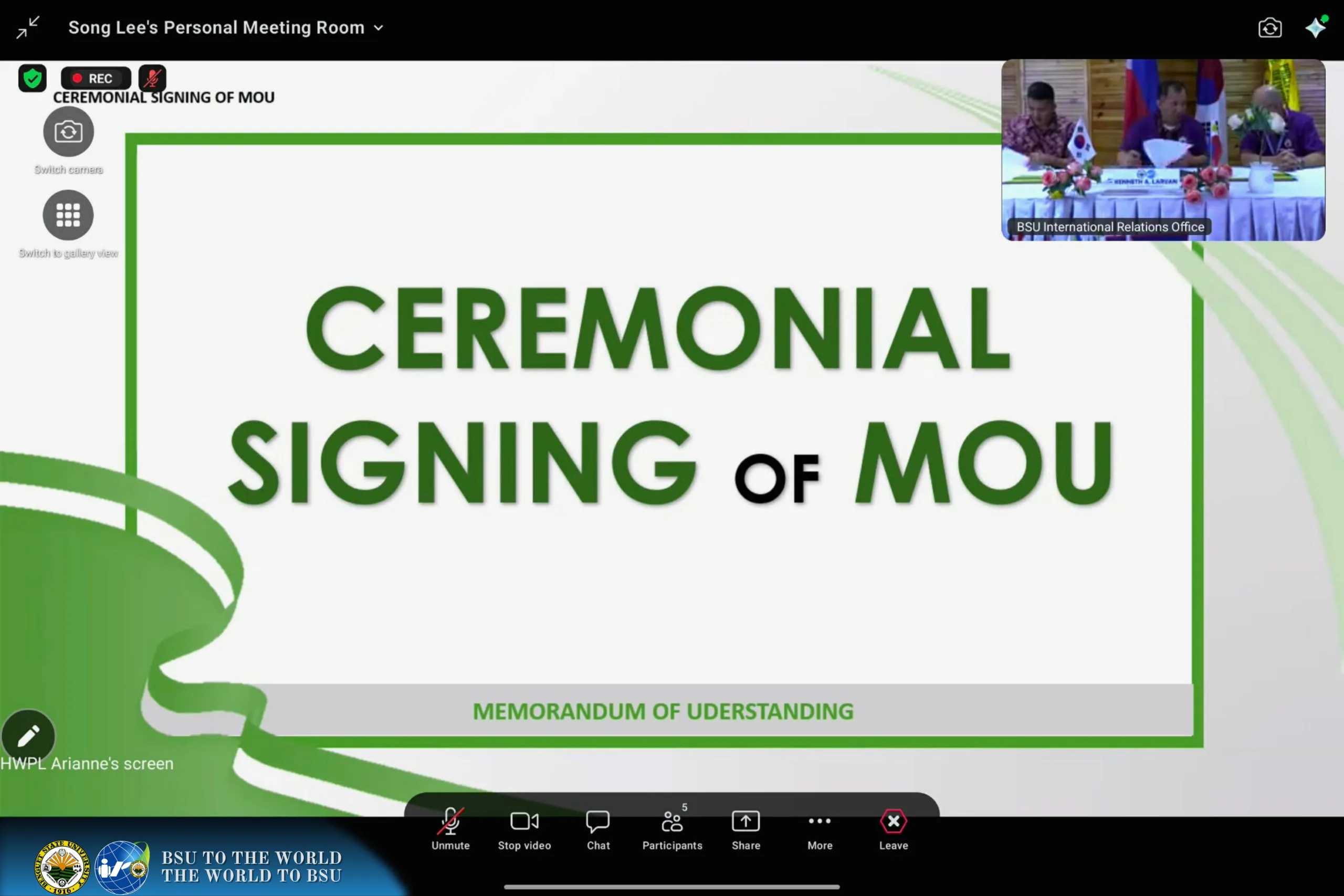 BECOMING ONE FOR PEACE: BSU Signs Memorandum of Understanding with HWPL