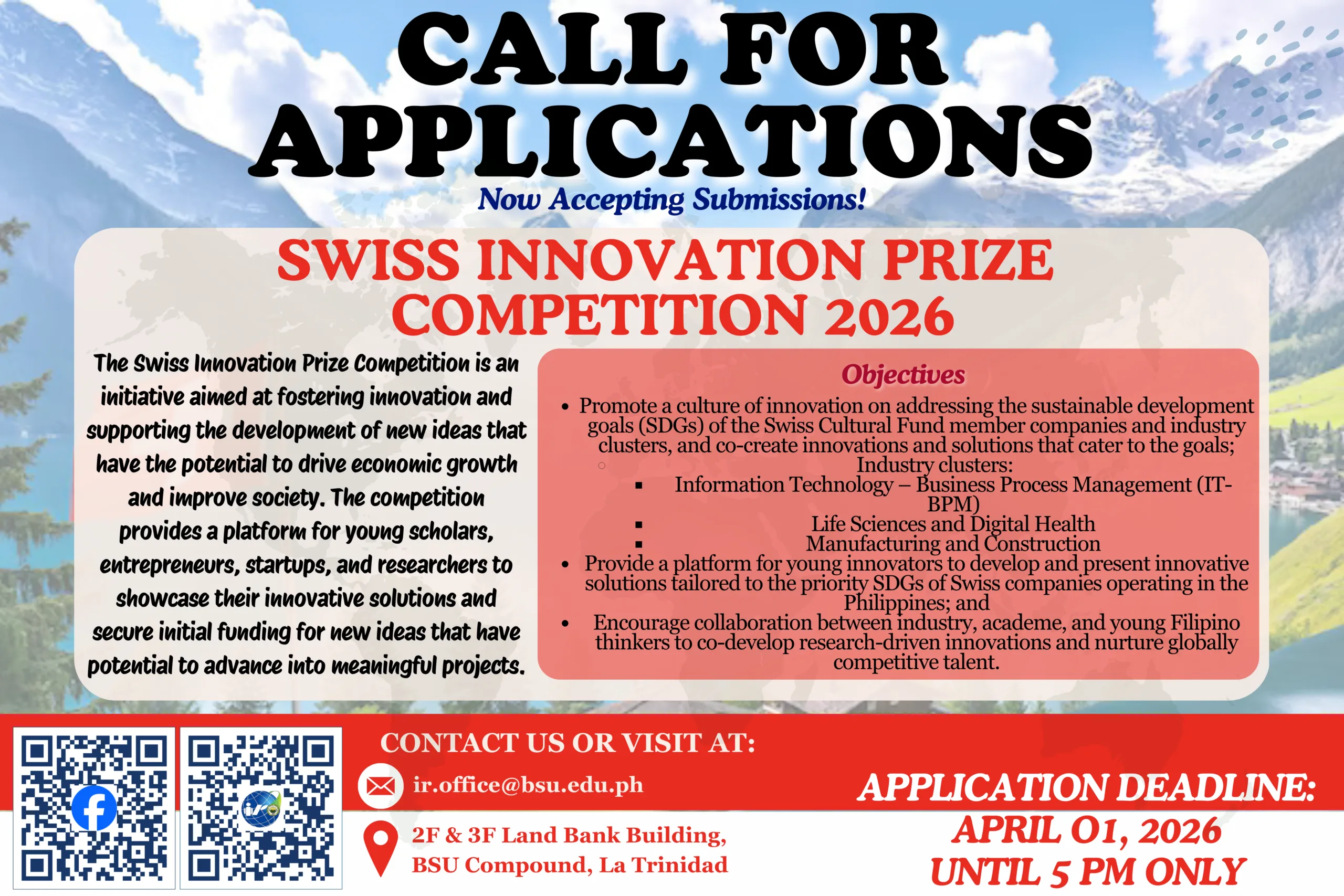 CALL FOR APPLICATIONS – SWISS INNOVATION PRIZE COMPETITION 2026