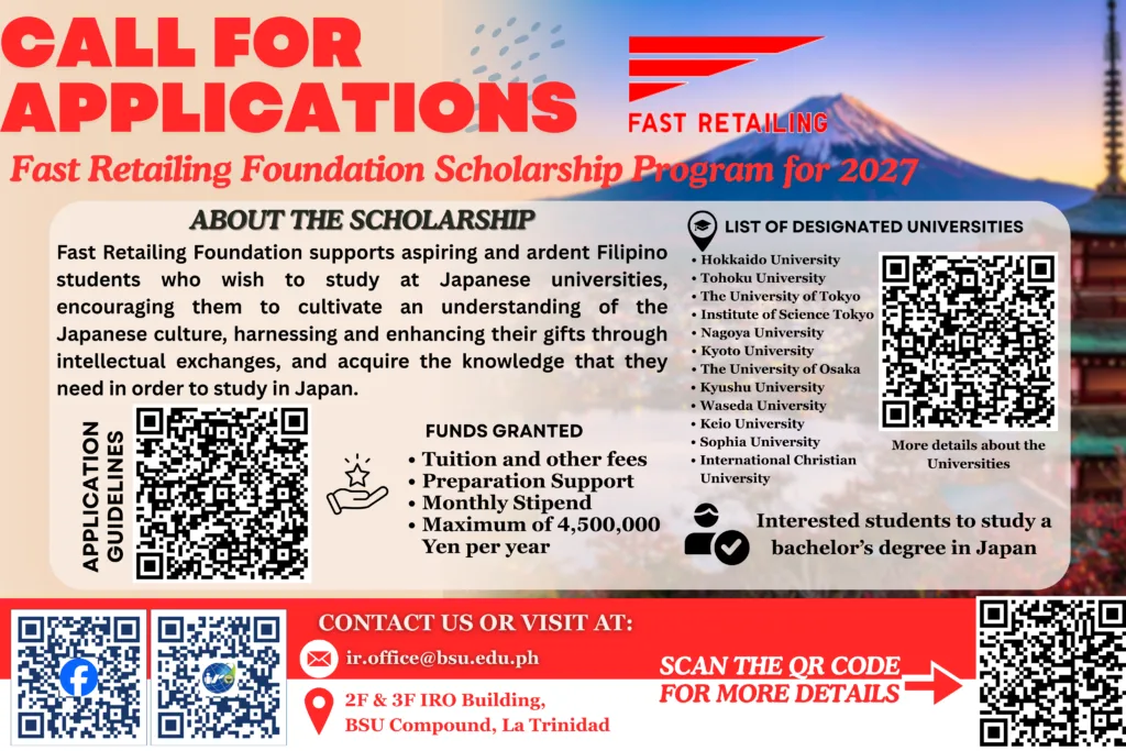 CALL FOR APPLICATIONS – Fast Retailing Foundation Scholarship Program 2027