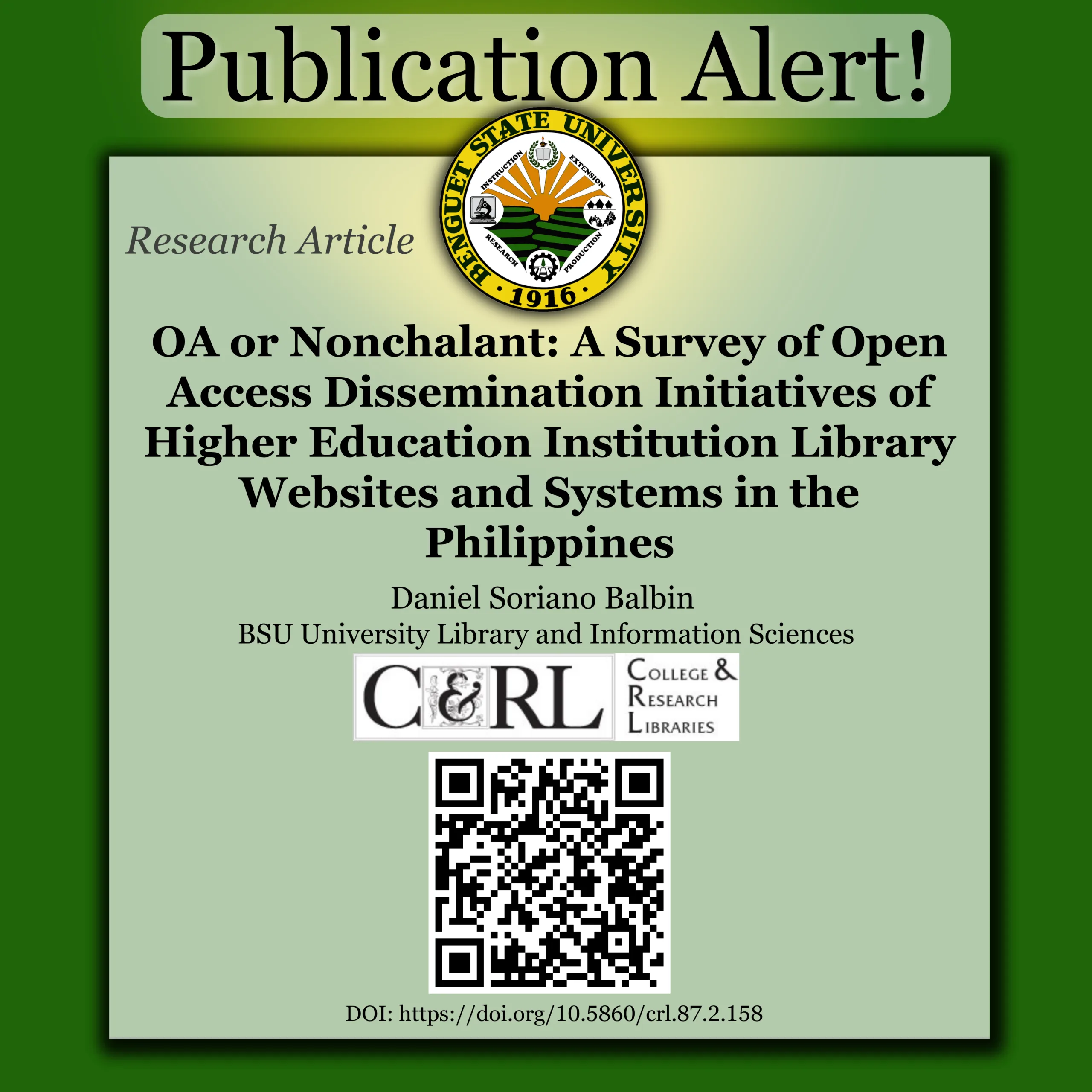 NEW PUBLICATION ALERT!: RESEARCH ARTICLE