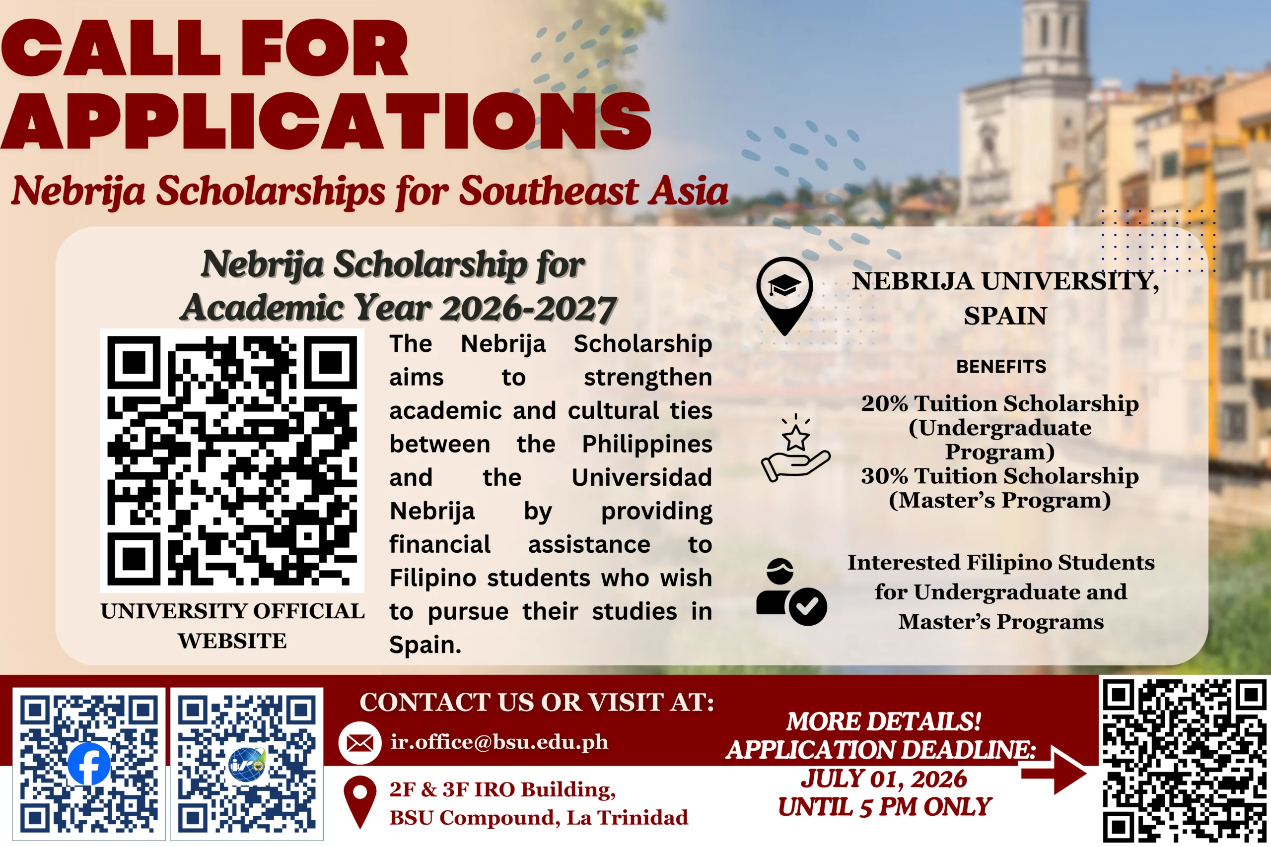 CALL FOR APPLICATIONS – 📣Scholarship Opportunity in Spain