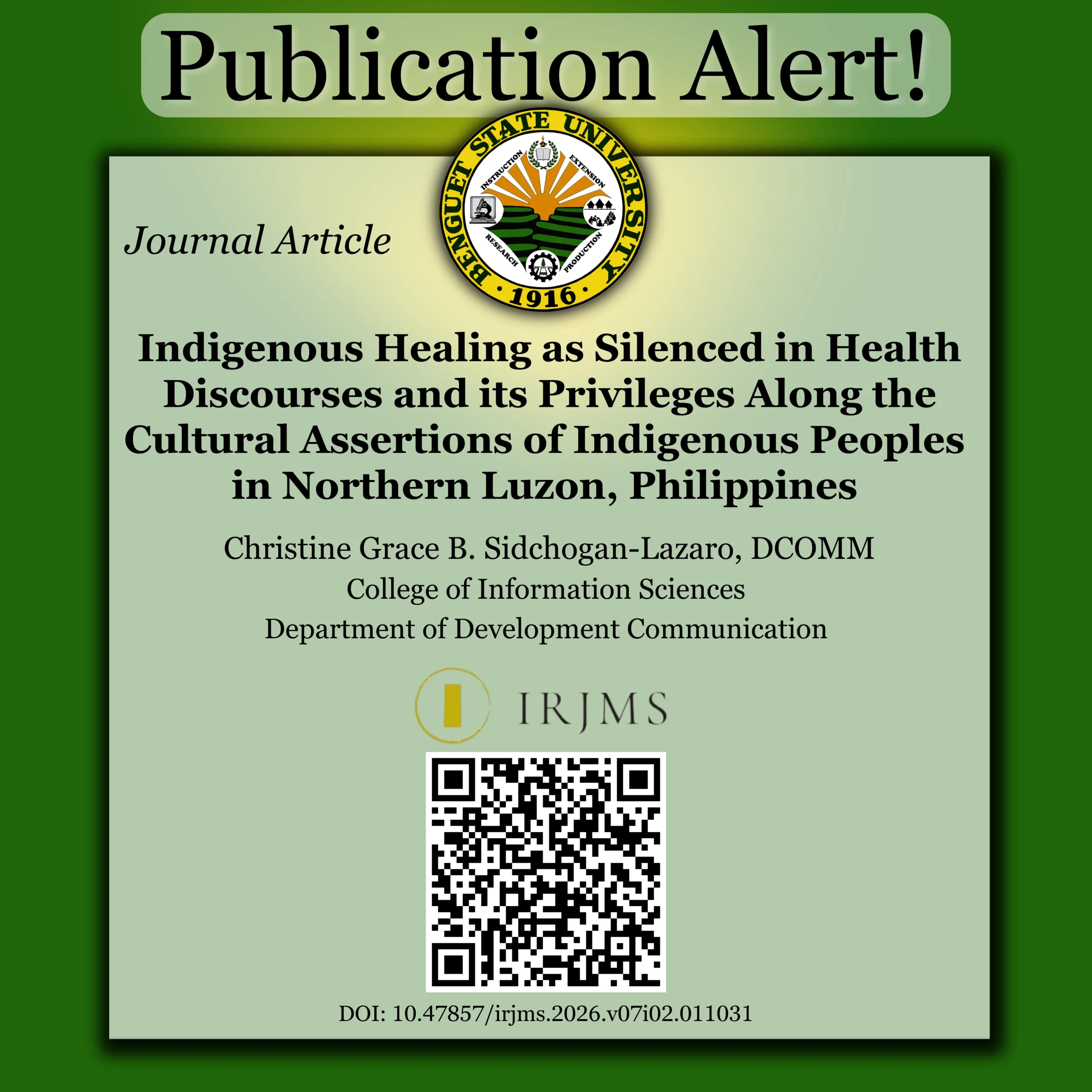 NEW PUBLICATION ALERT!: JOURNAL ARTICLE