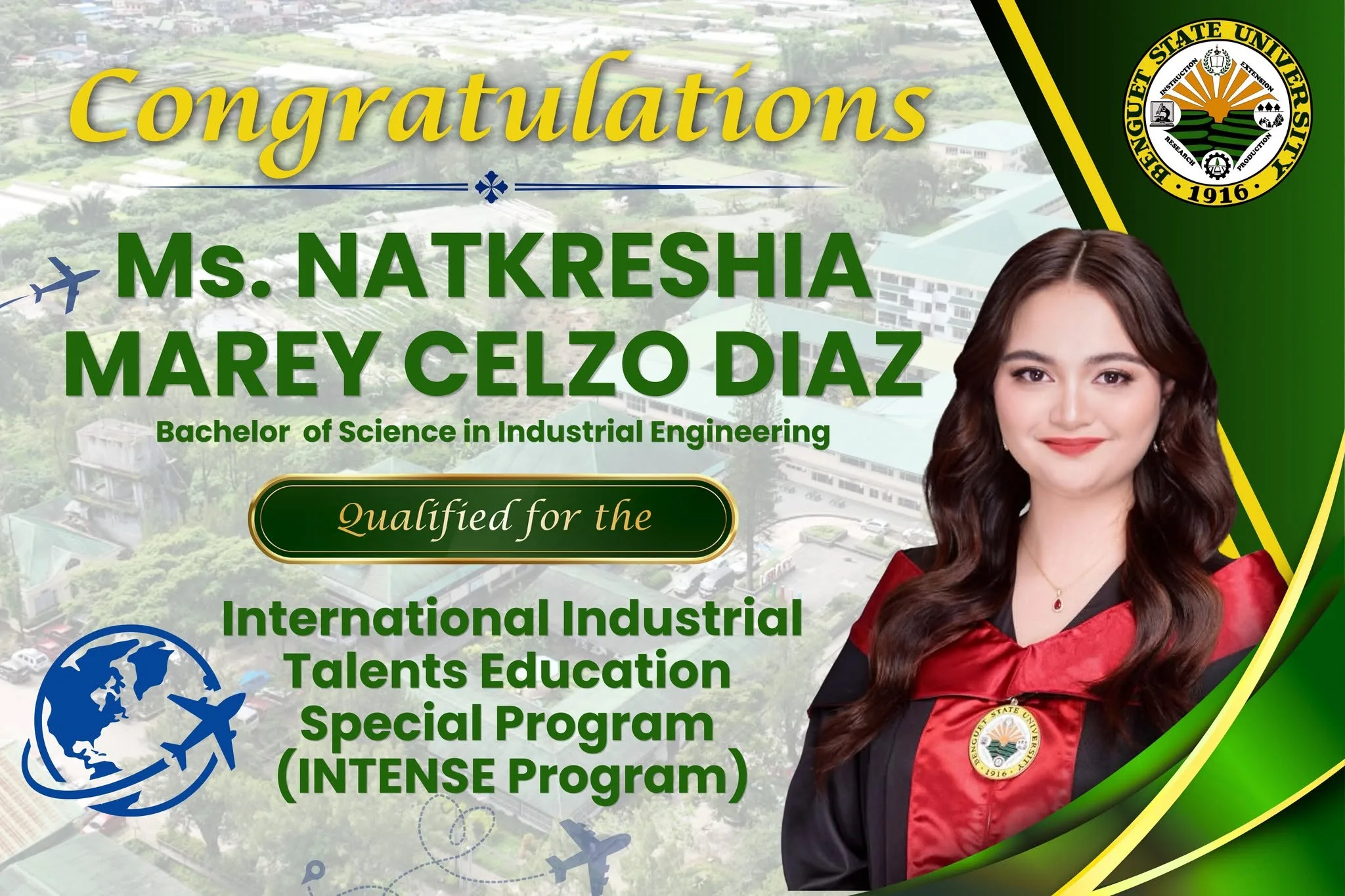 BSU Industrial Engineering Student Qualifies for Taiwan’s Prestigious INTENSE Program