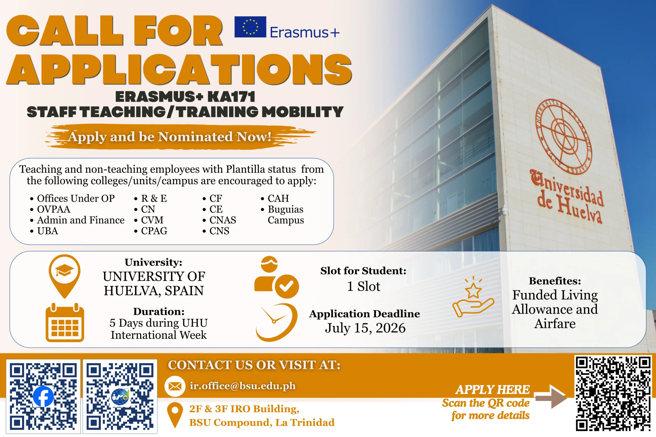 📢 CALL FOR APPLICATIONS – ERASMUS+ STUDENT MOBILITY PROGRAM