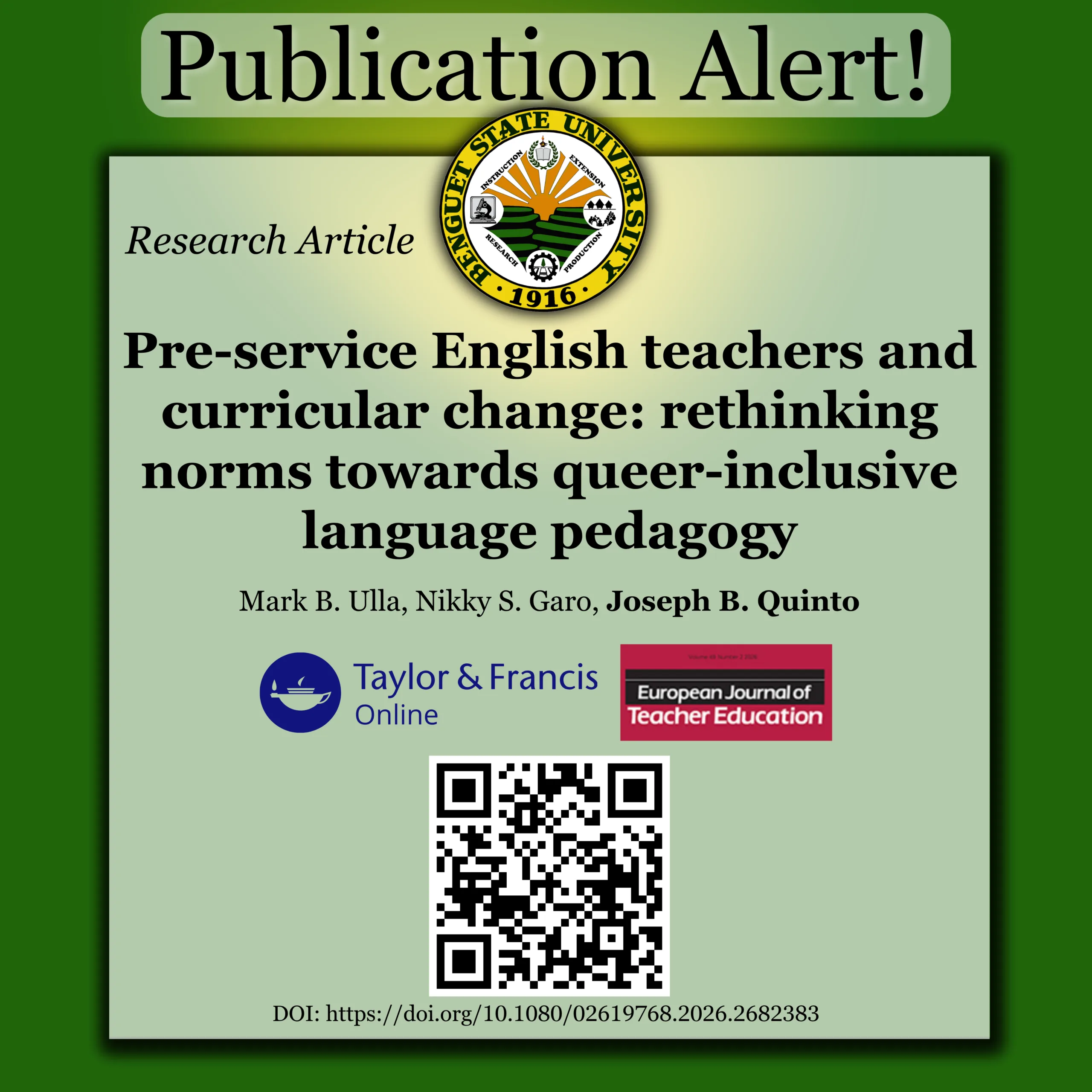 NEW PUBLICATION ALERT!: RESEARCH ARTICLE
