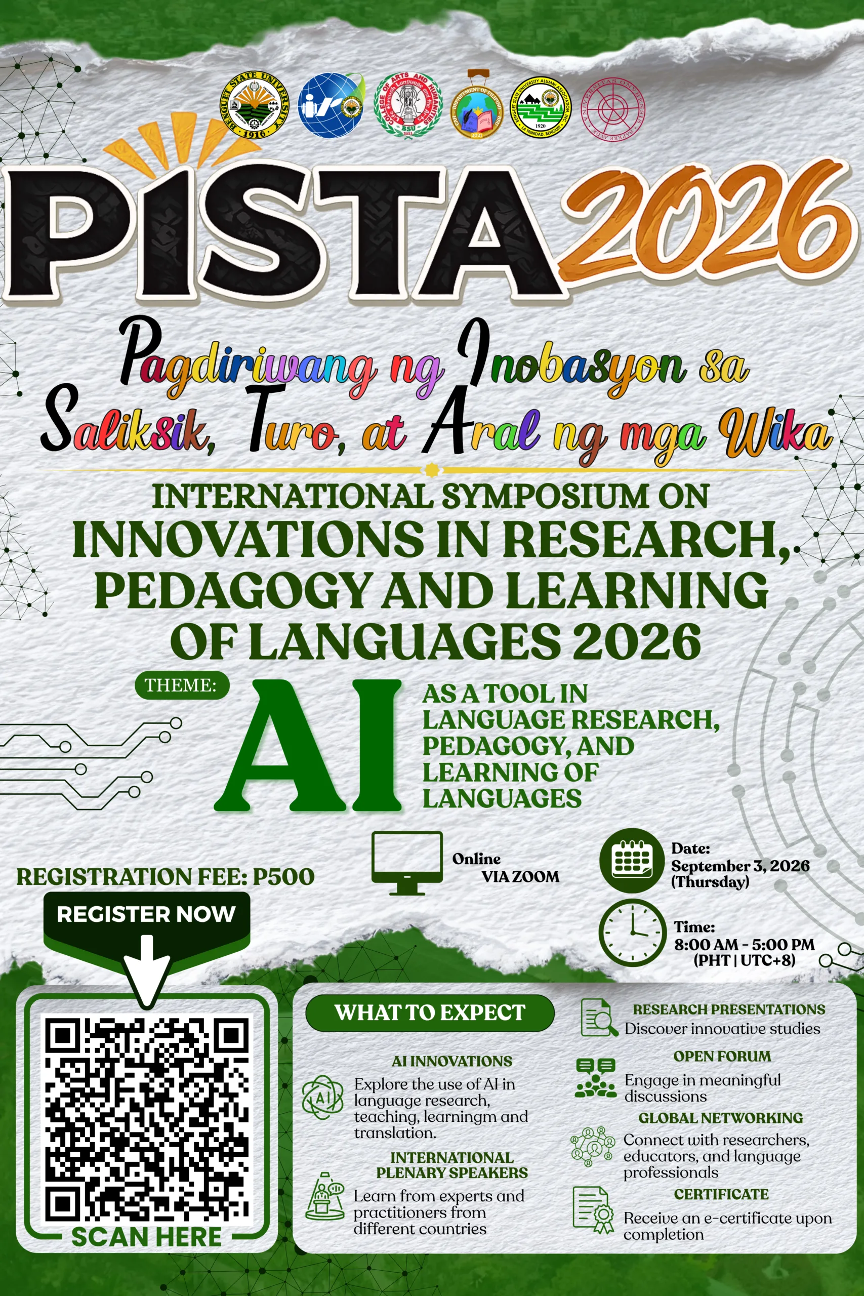 𝐏𝐈𝐒𝐓𝐀 𝟐𝟎𝟐𝟔: Pagdiriwang ng Inobasyon sa Saliksik, Turo, at Aral ng mga Wika 2026
