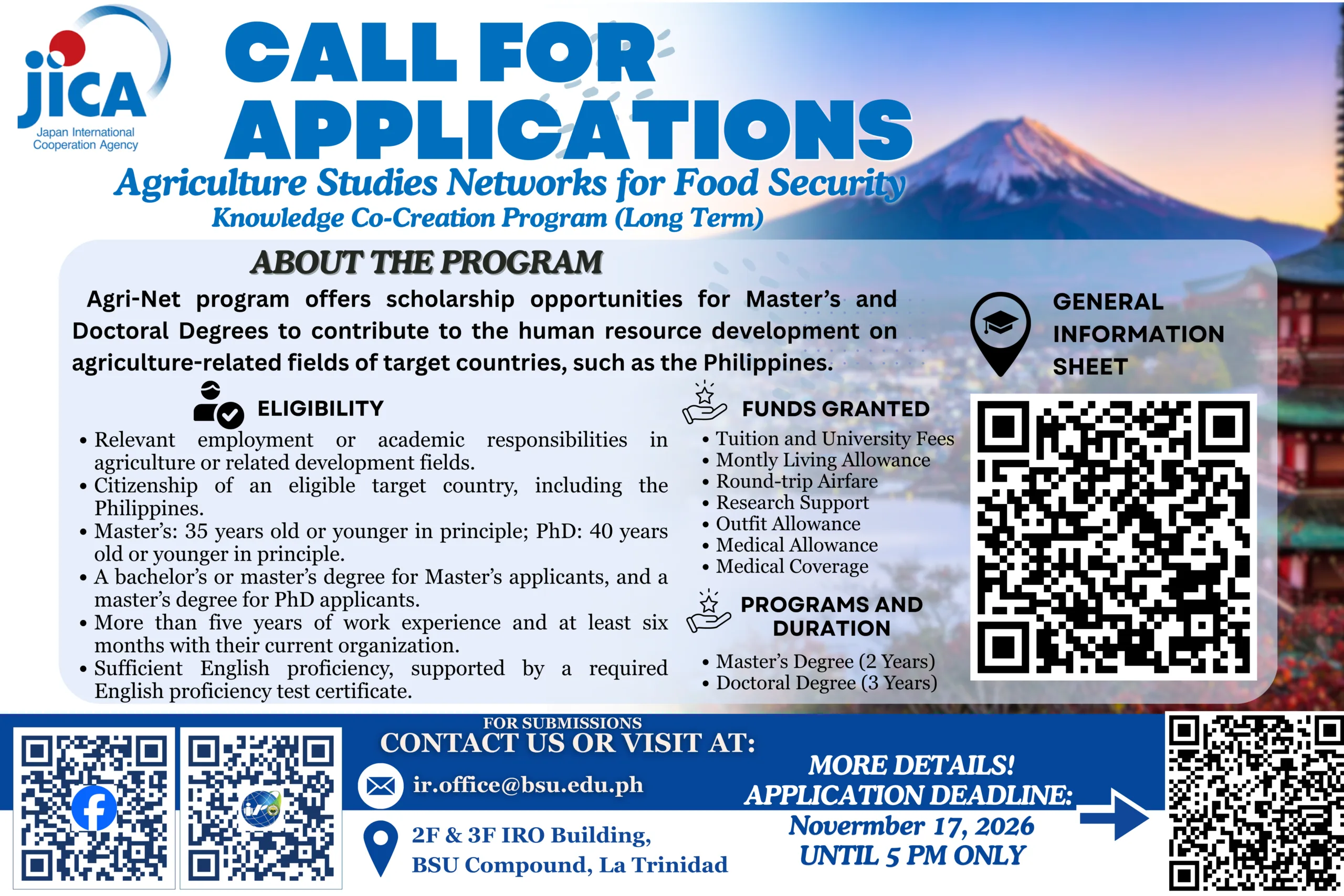 CALL FOR APPLICATIONS: JICA AGRI-NET 2027